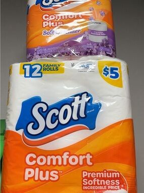 Scott Comfort Plus Toilet Paper - White and Orange Packaging